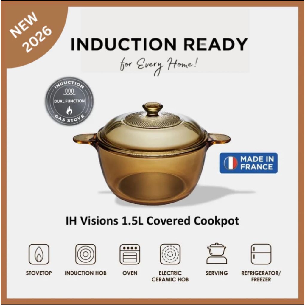 Visions IH Covered Cookpot Induction Ready 1.5L, 2.5L & 3.8L