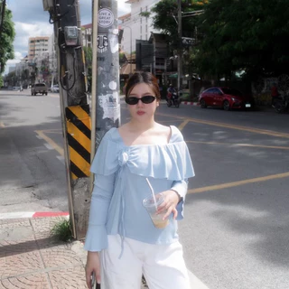 (❤️อกถึง 52") Soft Glow Blue เสื้อสาวอวบ