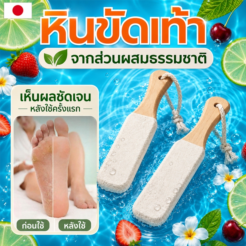 ที่ขัดส้นเท้าแตก ช่วยขจัดเซลล์ผิวที่ตายแล้วและหนังด้าน ดูแลความแห้งแตก ด้ามจับถนัดมือ ใช้งานสะดวก