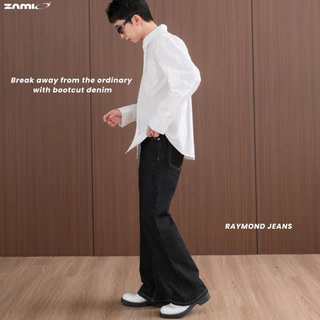 ZAMIO RAYMOND JEAN กางเกงยีนส์เอวสูงทรง bootcut ปลายขาบานเล็กน้อย