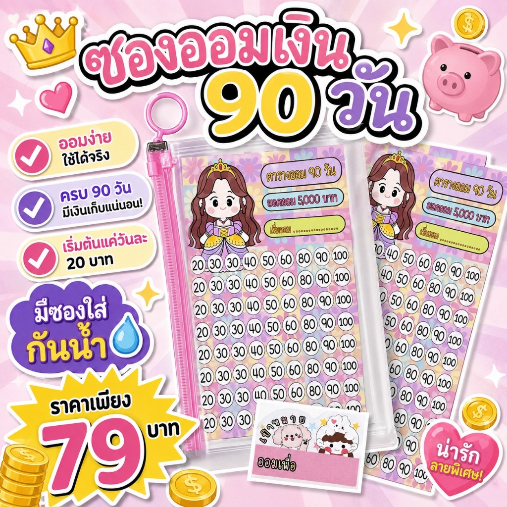 ซองออมเงิน 90 วัน ( มียอดให้เลือก 4 ยอด )