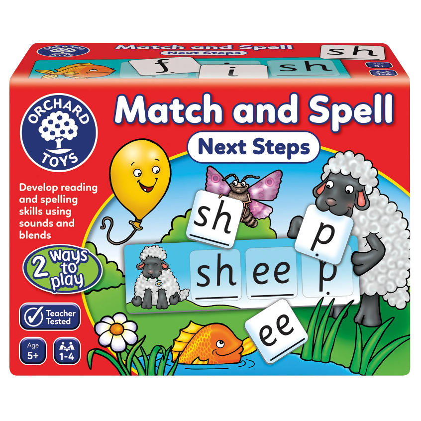 ORCHARD TOYS, Match and Spell-Next Steps บอร์ดเกมส์ เสริมทักษะภาษาอังกฤษ สำหรับ 5 ปี+ ลิขสิทธิ์แท้