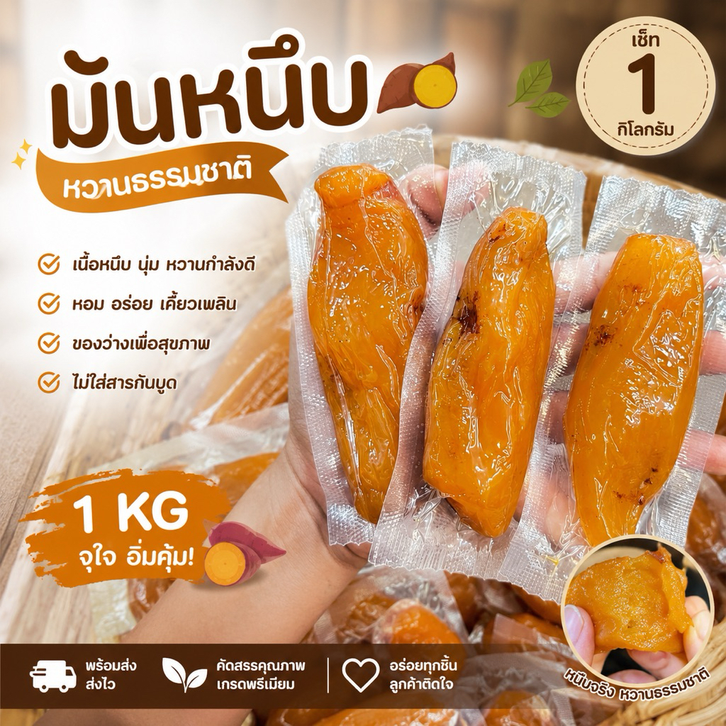 🍠 มันหนึบญี่ปุ่น  น้ำหนัก 1kg. มันหนึบ หวานธรรมชาติ เนื้อหนึบ อร่อย พร้อมส่ง | ของกินเล่น ของฝาก