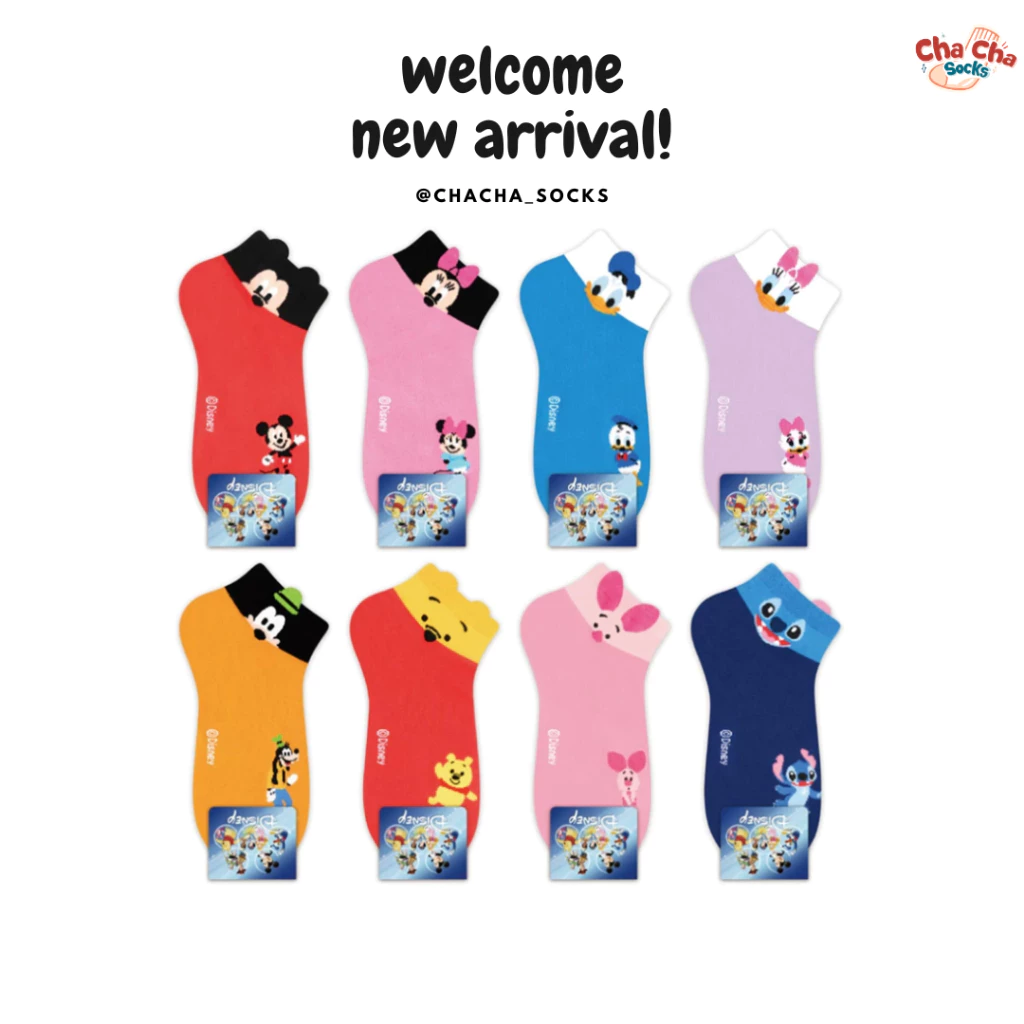 Chacha socks - ใหม่ ถุงเท้า Disney bubble gum ankle socks ถุงเท้าข้อสั้น ถุงเท้าเกาหลี แบรนด์ kikiya