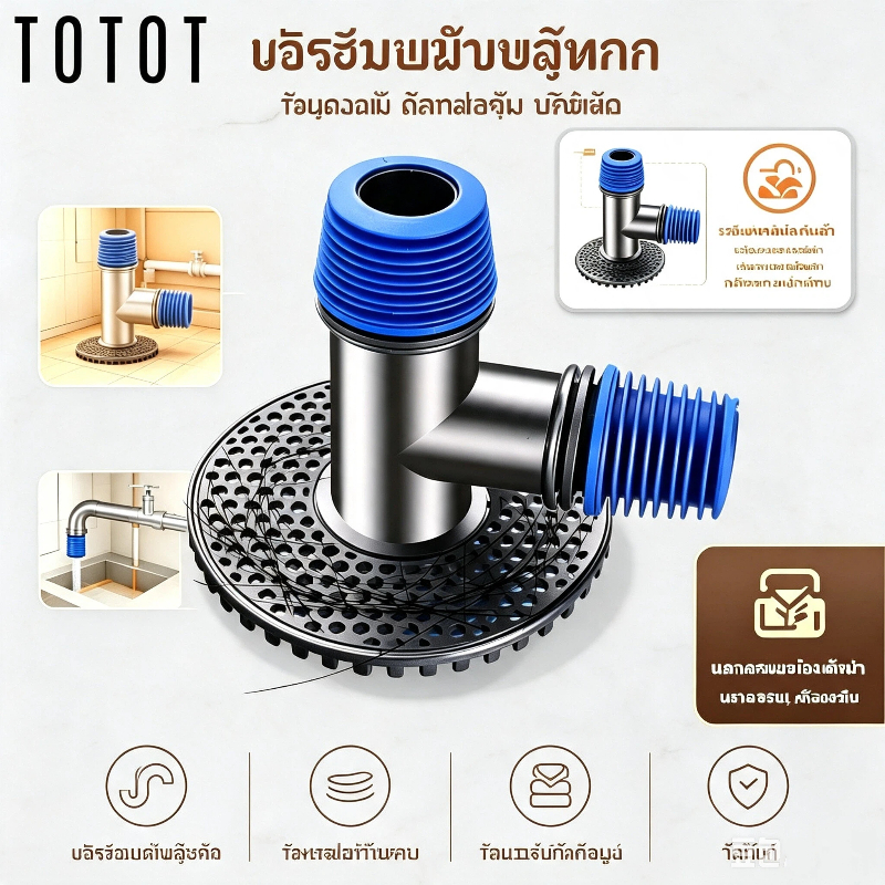 ท่อระบายน้ำ 2 ใน 1 สแตนเลส กันกลิ่น กันน้ำล้น ติดตั้งง่าย ไม่อุดตัน พร้อมส่ง COD