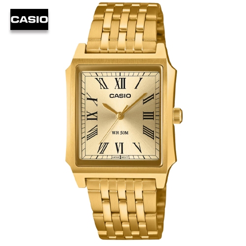 นาฬิกาข้อมือผู้ชายคาสิโอ Casio สายสแตนเลสสีทอง หน้าปัดสีทอง รุ่น MTP-B190G-9BVDF, MTP-B190G-9B, MTP-