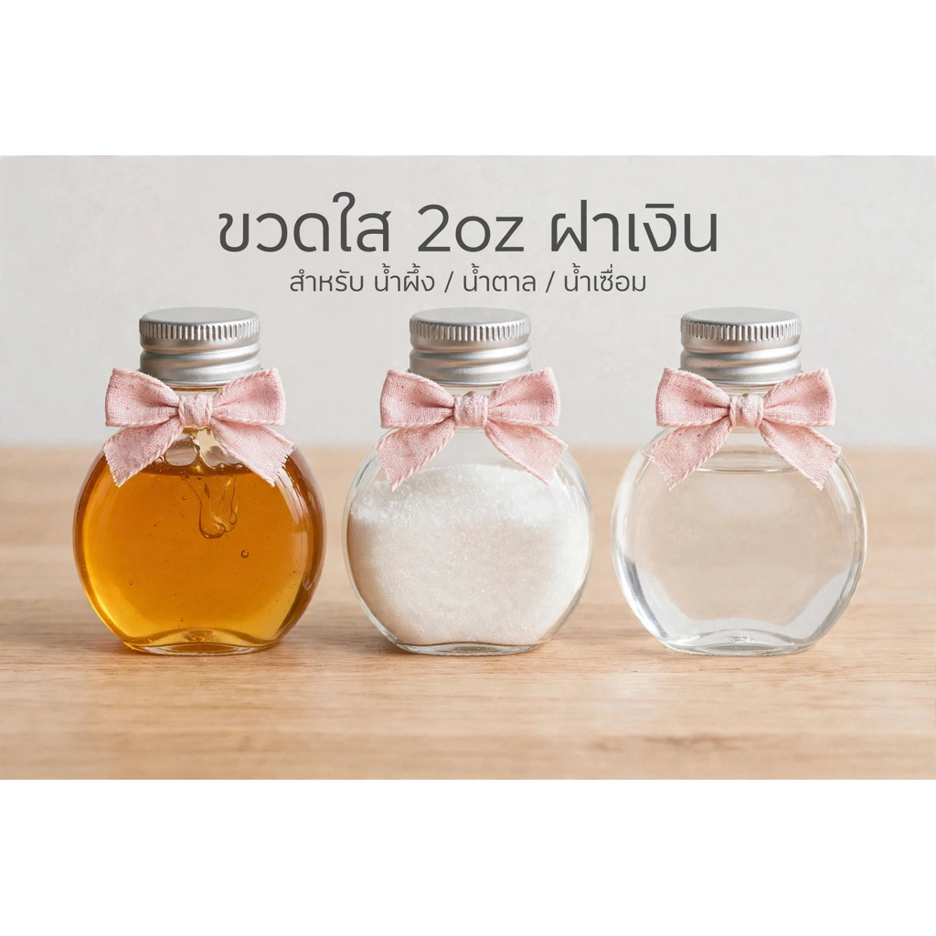 ขวดใสทรงกลมมินิ2oz(60ml)ฝาเกลียวเงิน