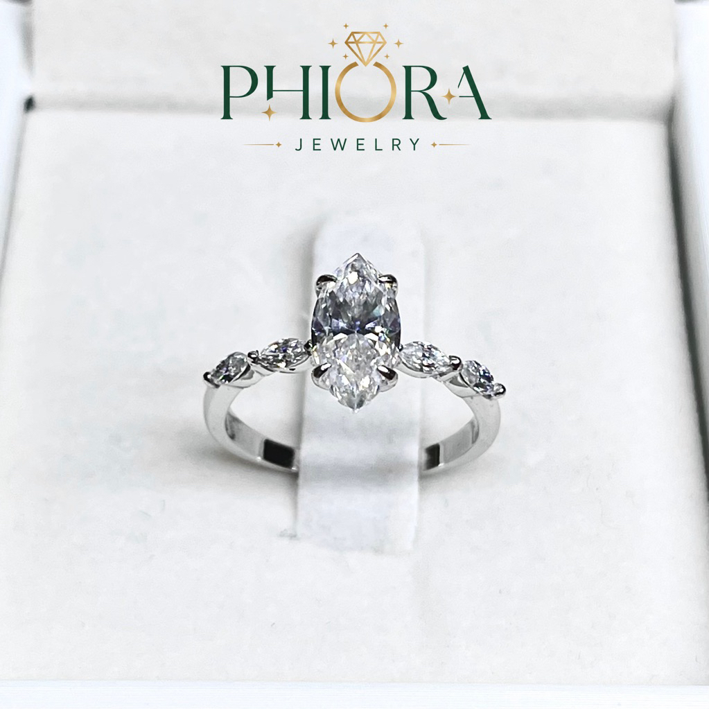 Phiora Jewelry แหวนเงินแท้ 925 แหวน Marquise 1.90 กะรัต เพชรโมซาไนท์ (จัดส่งภายใน 3 วัน)