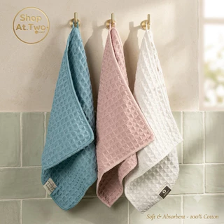 ShopAt.Two[NP-7141] ผ้าเช็ดมือวาฟเฟิล ผ้าเช็ดหน้า นุ่ม ซับน้ำได้ดี ขนาด 30x30 ซม.