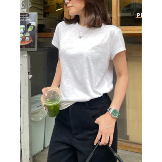 Madison top เสื้อค้อตตอน คอกลม ผ้าสลาฟแท้ basicselected