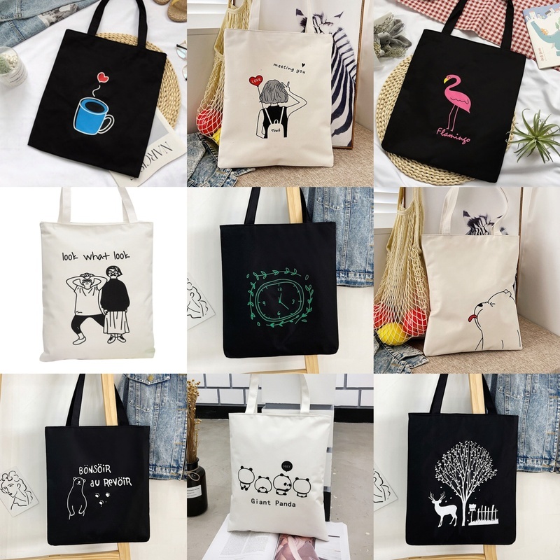 กระเป๋าผ้า Tote Bag มีซิบ มีซับใน ขนาด 30X38cm ถุงผ้า เป็นกระเป๋าเคียงนักเรียนใส่ของได้เยอะ