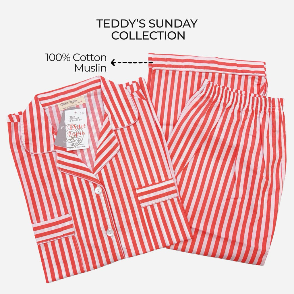 ชุดนอนผู้ใหญ่เปอติ ลาแปง ~ แขนสั้น ขาสี่ส่วน ~ เนื้อผ้า 100% Cotton ~ Summer Sorbet Collection
