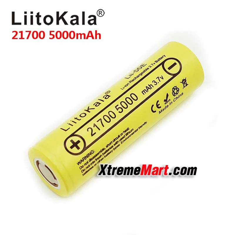 แบตเตอรี่ชาร์จ LiitoKala Lii-50E 21700 5000mAh 3.7 V Li-ion Rechargeable Battery(ก้อนละ)