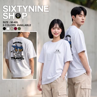 เสื้อยืดแขนสั้น ผ้าCotton M-4XL พิมพ์ลาย "Trevel" พร้อมส่ง