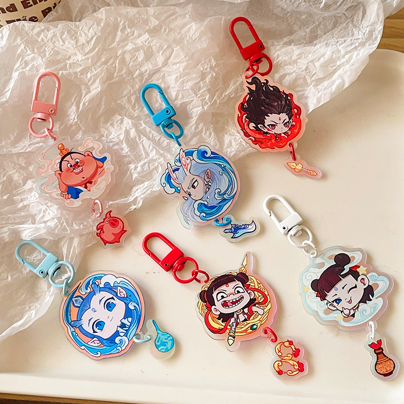 พวงกุญแจอะคริลิค นาจา Nezha ลายอนิเมะ น่ารัก ห้อยกระเป๋า เหมาะเป็นของขวัญ Nezha acrylic keychain