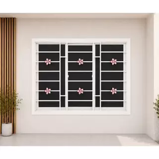 หน้าต่างบานเลื่อน 3 ช่องพร้อมเหล็กดัด[ลายใหม่](สีอบ Powder Coat)109x150cm.[ถูกสวยดีมีคุณภาพ][ล็อกซ้าย-ขวา][สินค้าคุณภาพ]