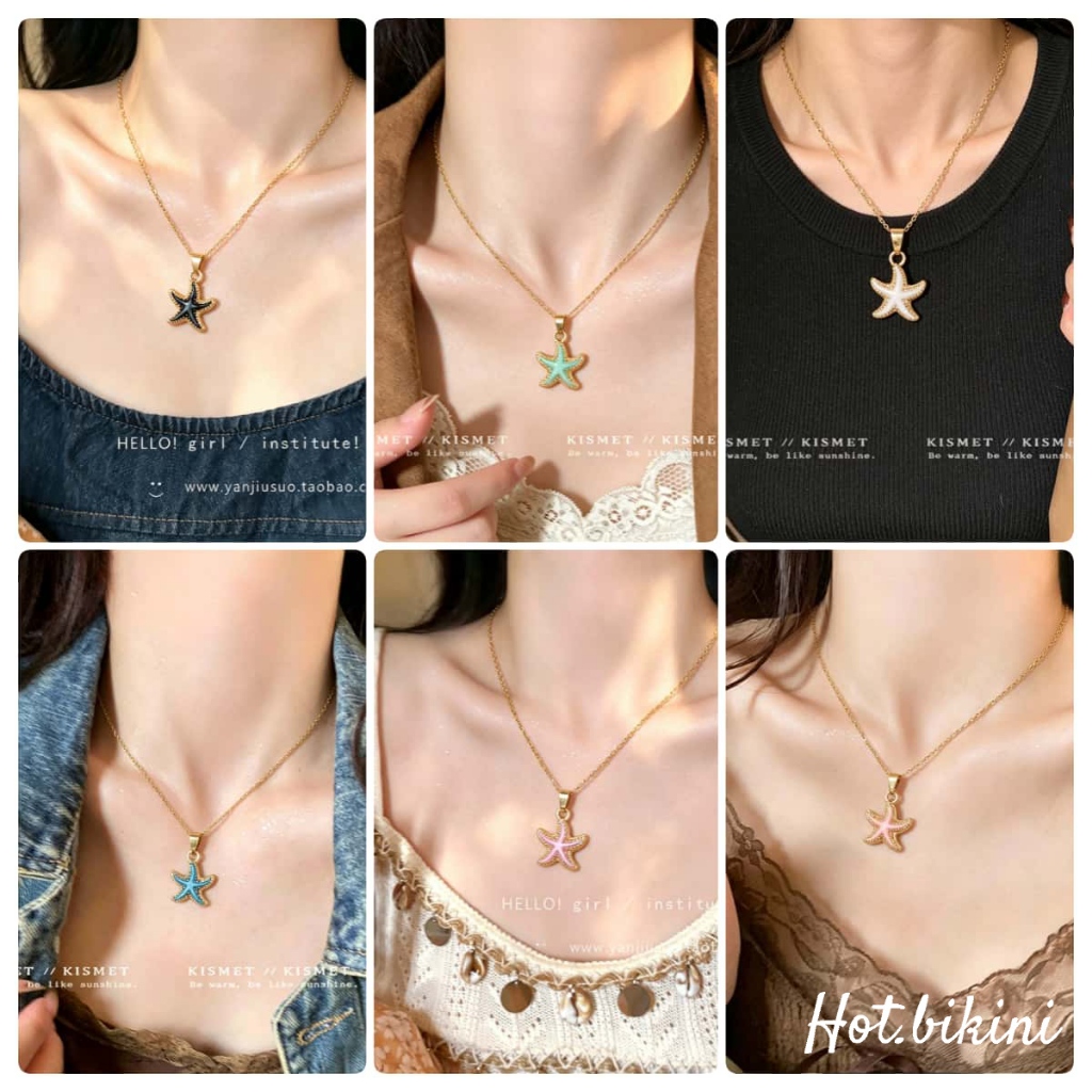 Hot.Bikini สร้อยคอพร้อมจี้ necklace เครื่องประดับแฟชั่นผู้หญิง สร้อยคอปลาดาว สไตล์เกาหลี dopamine COD