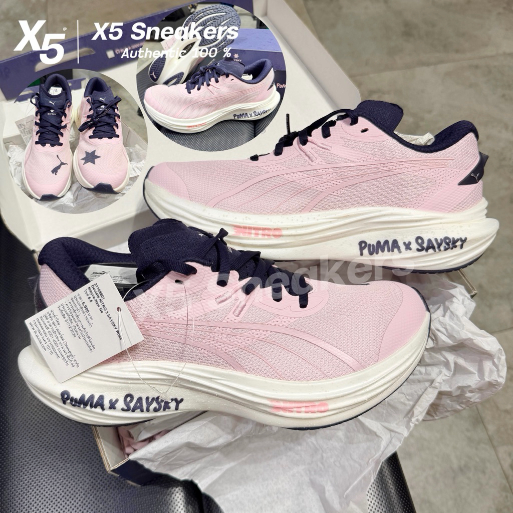 PUMA ของแท้ 100% Deviate NITRO 3  Saysky สีชมพูม่วง