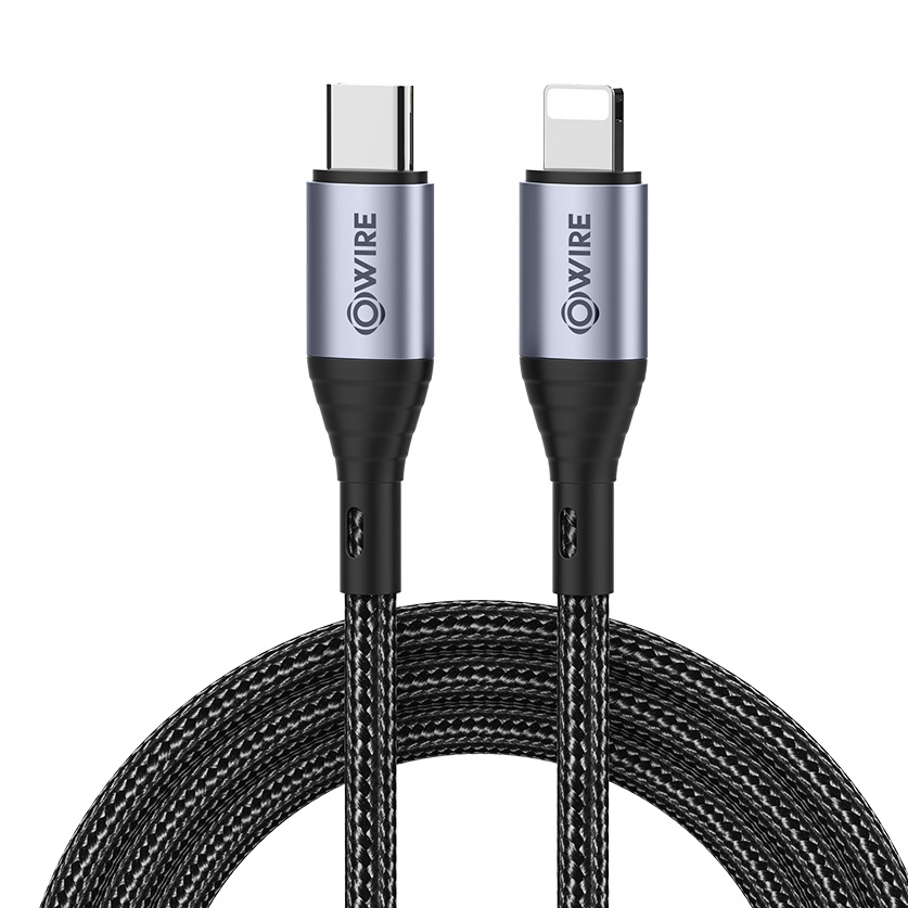 OWIRE สายชาร์จ PD20W แบบถักทอ USB-C to Lightning ทนทานไม่พันกัน ชาร์จไว ปลอดภัย