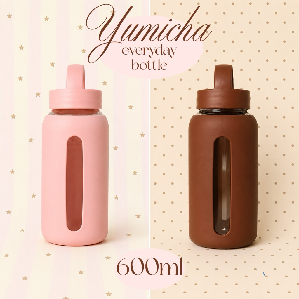 Yumicha Everyday Bottle 600ml – 2 ฝาใน 1 ขวด ใส่นํ้าเปล่า กาเเฟ มัทฉะ เเล้วเครื่องดื่มอื่นๆ