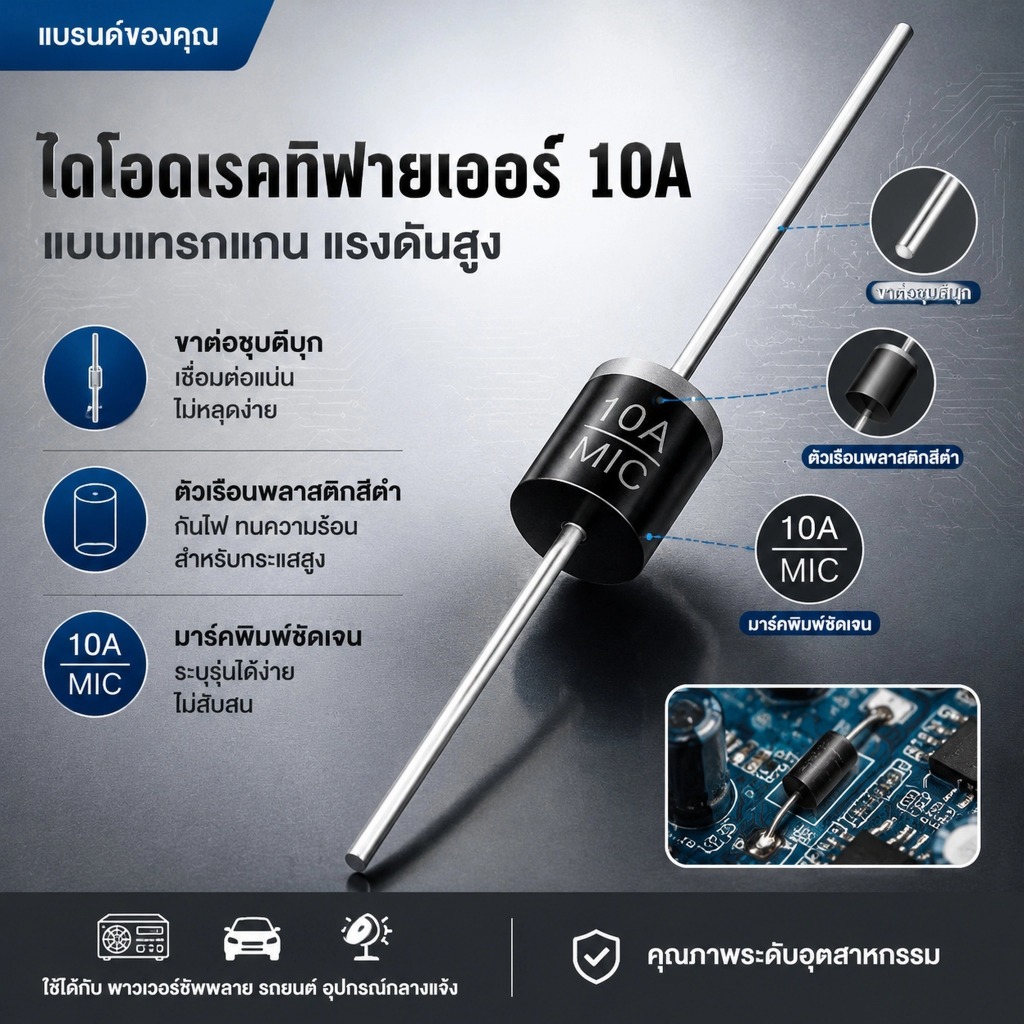 LEO-T 20ชิ้น10A10 10Amp 1000V 10A 1KV ไมค์ R-6ตัวเรียงกระแสแกนไดโอด COD