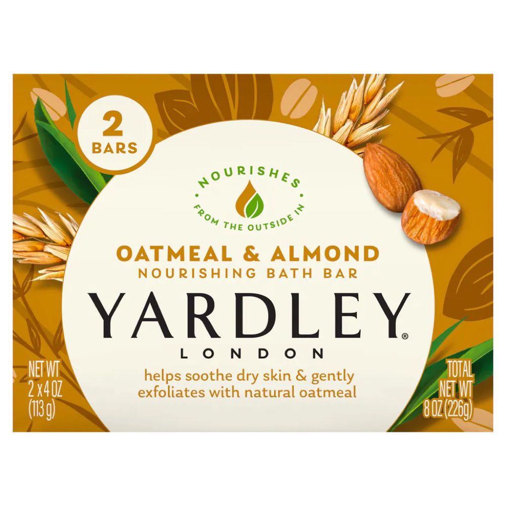 Yardley soap oatmeal & almond 2 bars สบู่นำเข้า สูตรโอตมีลและอัลมอนด์