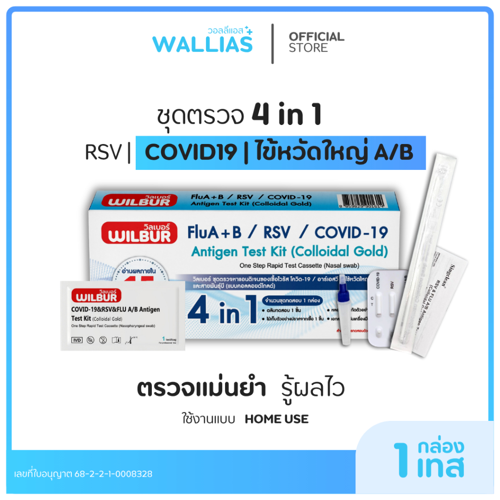 【ตรวจ RSV+ไข้หวัดใหญ่】ชุดตรวจหาไวรัส 4in1 ชุดตรวจRSV COVID-1