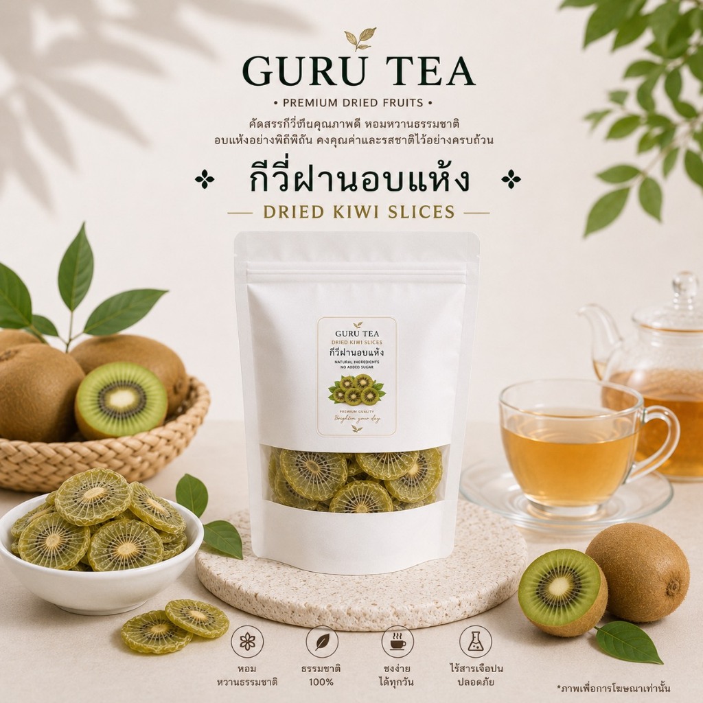 กีวี่ฝานอบแห้ง (Dried Kiwi Slices) เกรดพรีเมียม พร้อมส่งในไทย