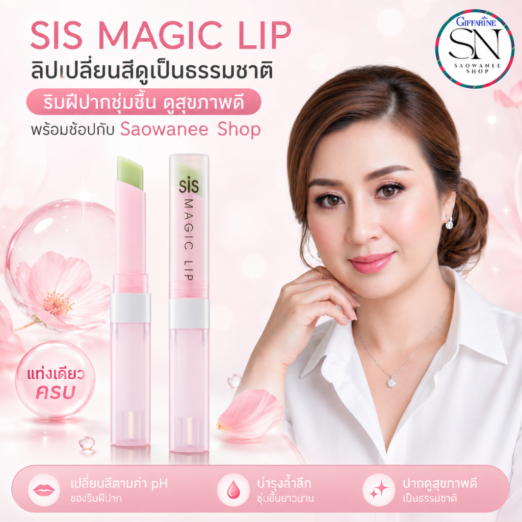 กิฟฟารีน ลิปมัน เปลี่ยนสี ซิส เมจิค ลิป GIFFARINE  กลิ่นสตอเบอรี่ กลิ่นมะนาวพื่อ ริมฝืปากอิ่มเอิบ