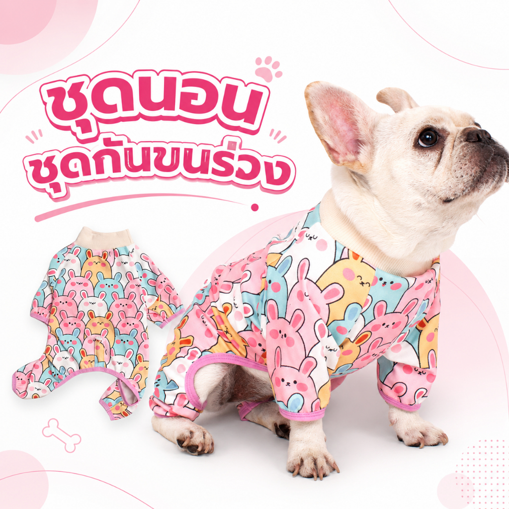 ชุดนอน ชุดกันขนร่วง เฟรนบลูด๊อก คอร์กี้ ผ้านุ่มใส่สบาย
