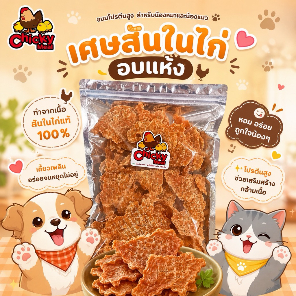เศษสันในไก่อบแห้ง Chicky Mealขนาด400 กรัม