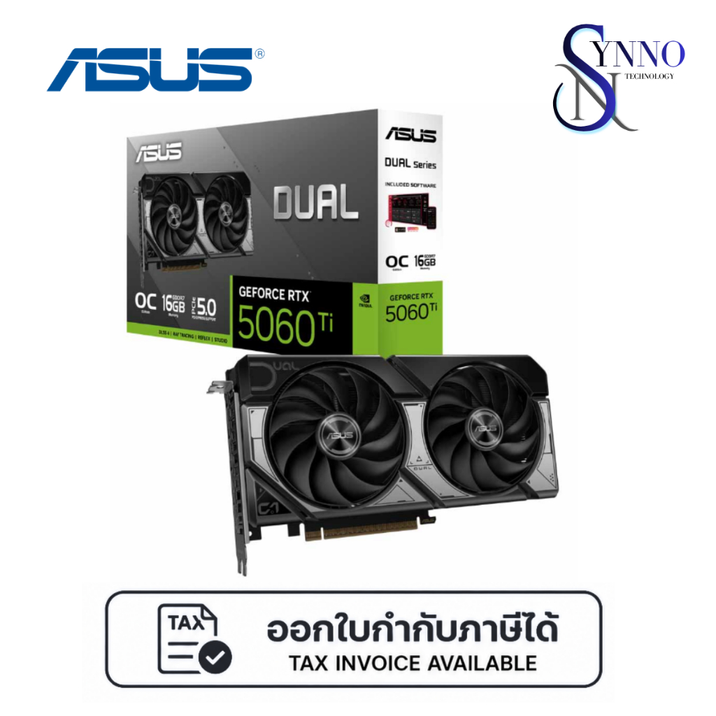 การ์ดจอ VGA  ASUS DUAL GEFORCE RTX 5060 TI 16GB GDDR7 OC EDITION (DUAL-RTX5060TI-O16G)
