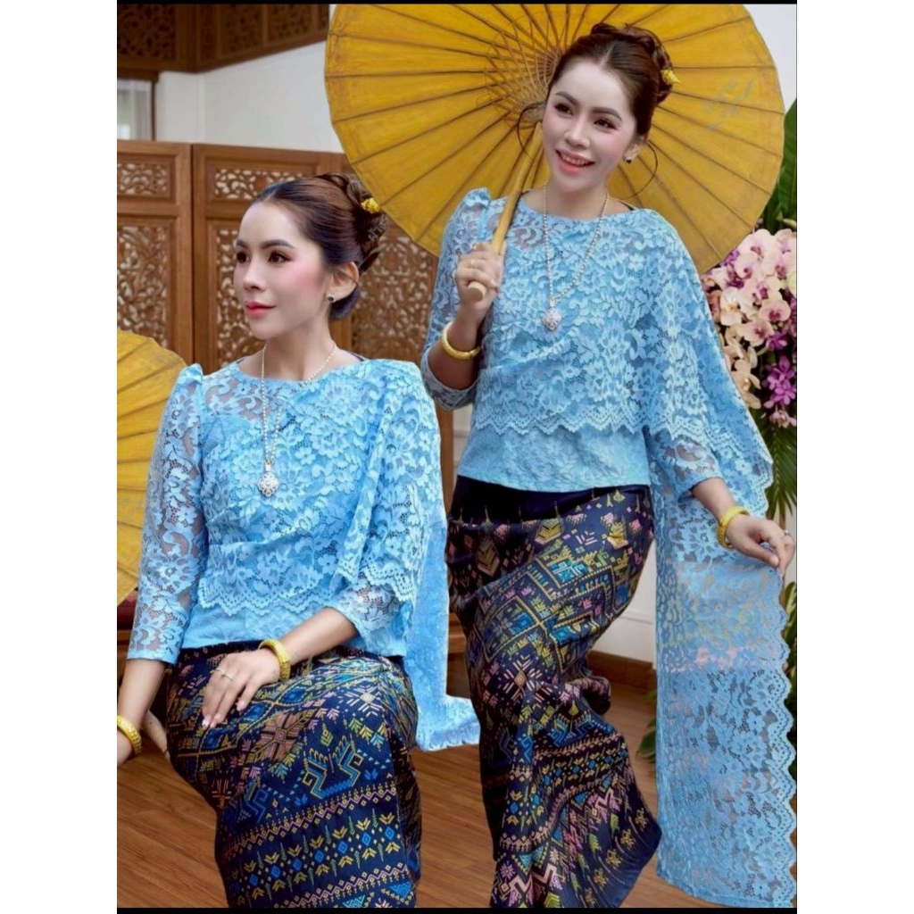 เสื้อลูกไม้สไบ ดีไซน์เก๋ ใส้ออกงาน ใส่ทำบุญ สวยได้ทุกโอกาส (เฉพาะเสื้อสไบ)