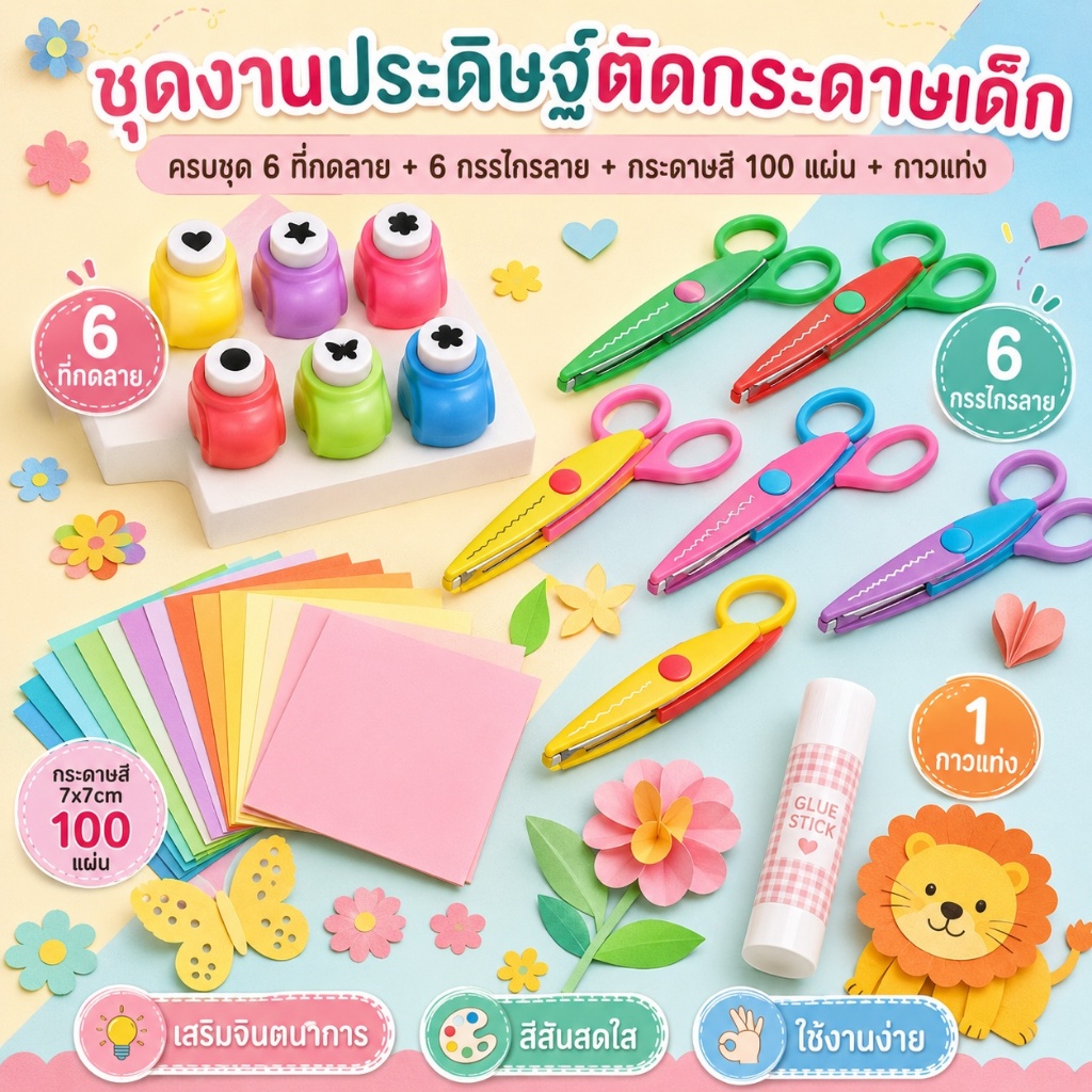 ชุดงานฝีมือหมัดกระดาษลายดอก ตัวเจาะกระดาษลายหัวใจ ดอกไม้ ดาว สำหรับงาน DIY ตกแต่งสมุดและการ์ด ที่เจาะกระดาษ ตุ๊ดตู่ ลายน