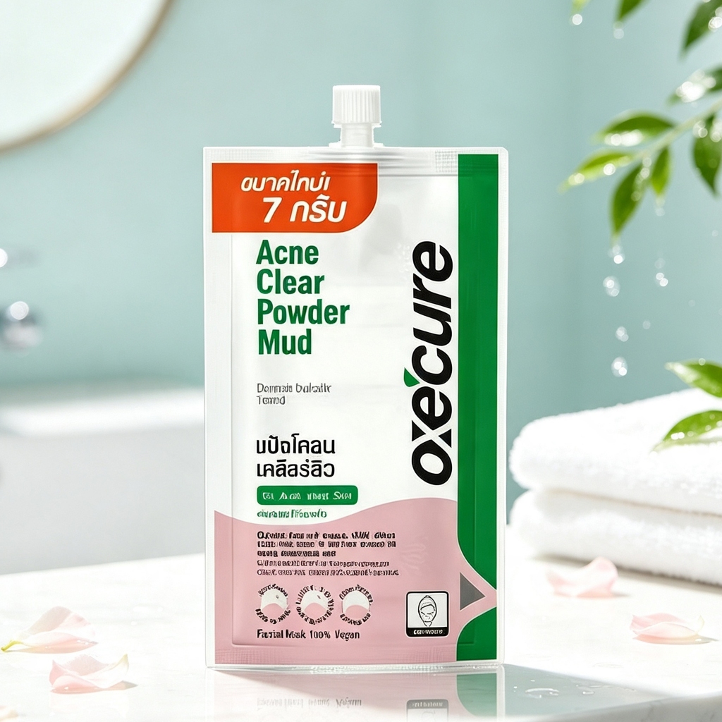 แป้งโคลนชมพูลดสิว Oxe'cure 7g