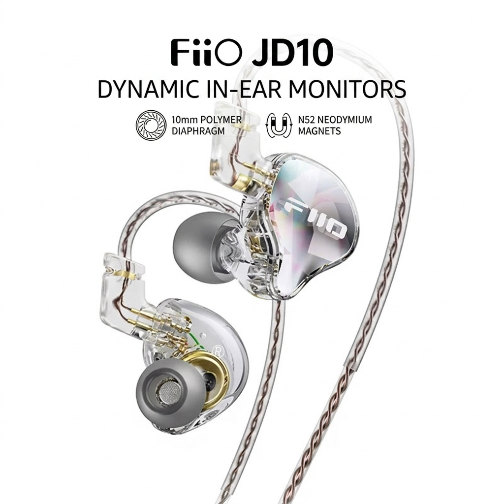 FiiO JD10 หูฟัง IEMs ไดรเวอร์ Dynamic หัวแจ็ค 3.5 มม. มีไมค์ในตัว สำหรับเล่นเกม ประกันศูนย์ไทย
