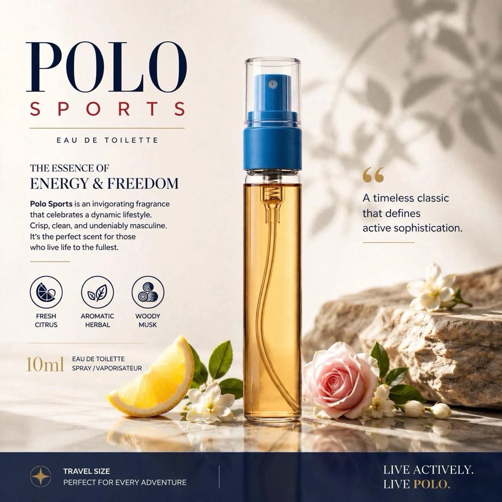 (แบ่งขาย) น้ำหอม POLO SPORTS INSPIRED 10ml ที่ให้ความรู้สึกสดชื่น สะอาด สปอร์ต และมีเสน่ห์อบอุ่นในเวลาเดียวกัน