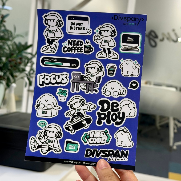 Vibe Code - Sticker Divspan สติ๊กเกอร์กันน้ำตกแต่งคอมพิวเตอร์ แท็บเล็ต ขนาด 5.5x8 นิ้ว
