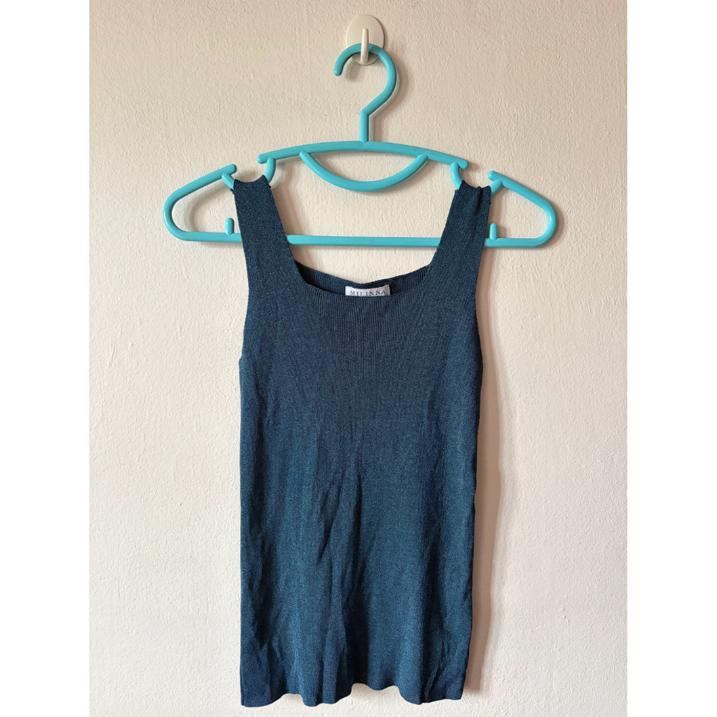 สายเดี่ยว/เสื้อกล้ามผ้าร่องสีคราม ป้ายMilinna
