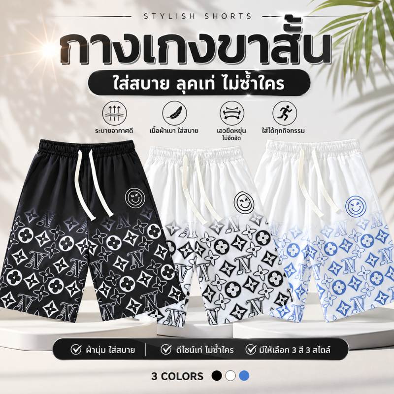 AP Store 5010 กางเกงขาสั้น กางเกงลำลอง แฟชั่นใหม่ สินค้าขายดี ผ้านุ่ม ยืดหยุ่นดี มีน้ำหนักเบาใส่สบาย QC-DK8037