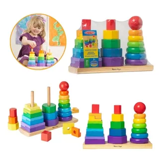 (ของแท้ USA) ของเล่นไม้เรียงซ้อน หอคอยสีรุ้ง หลากสี ชิ้นใหญ่ Rainbow Stacker Melissa Doug Montessori ของเล่นเด็ก