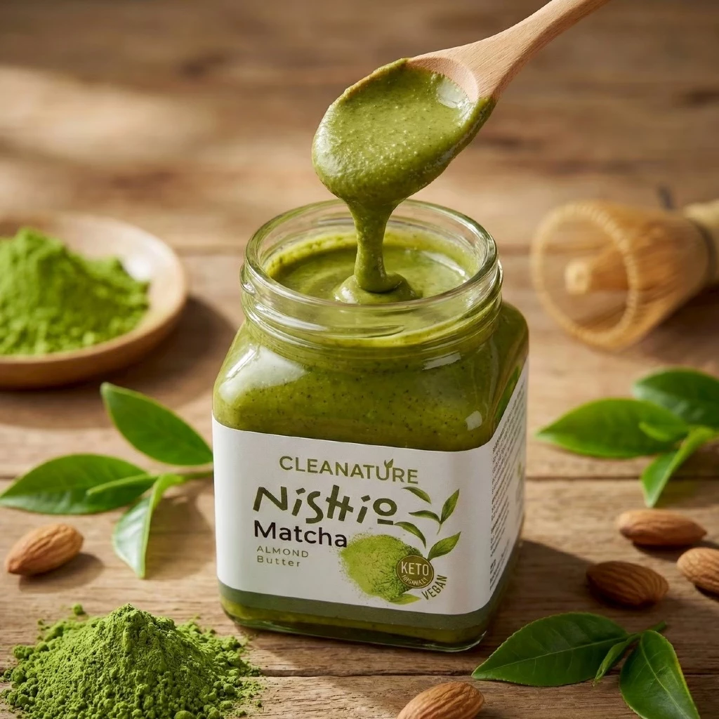 เนยถั่วอัลมอนด์ รสชาเขียว Nishio Matcha Almond Butter|ไม่เติมน้ำตาล|ไม่เติมน้ำมัน|ผลิตวันต่อวัน