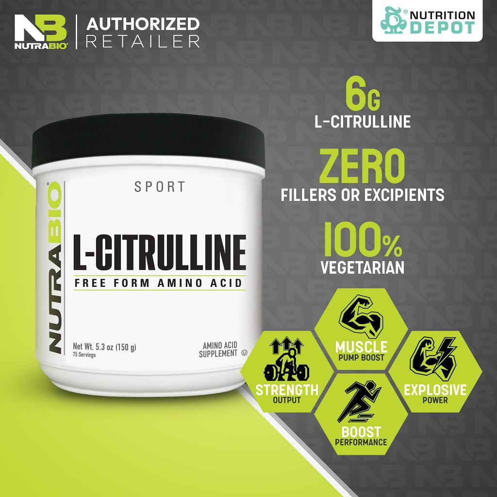 NutraBio L-Citrulline แอล-ซิทรูลีน 100%  เสริมก่อนออกกำลังกาย