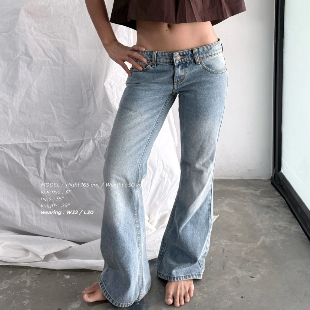 [ PAPADON'TCRY ] - Extra Low-Rise Flared Jeans กางเกงยีนส์ขาม้าเอวต่ำมาก