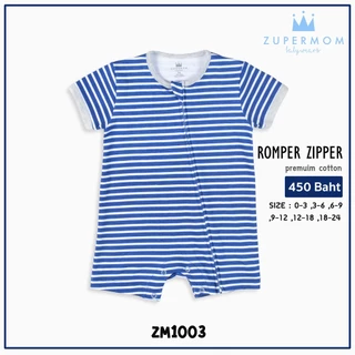 Zuper Mom ชุดหมีเด็กอ่อน ZIPPER แขนสั้น ขาสั้น บอดี้สูทเด็กอ่อน ชุดเด็กแรกเกิด ผ้าcotton100% สำหรับ 0-24เดือน