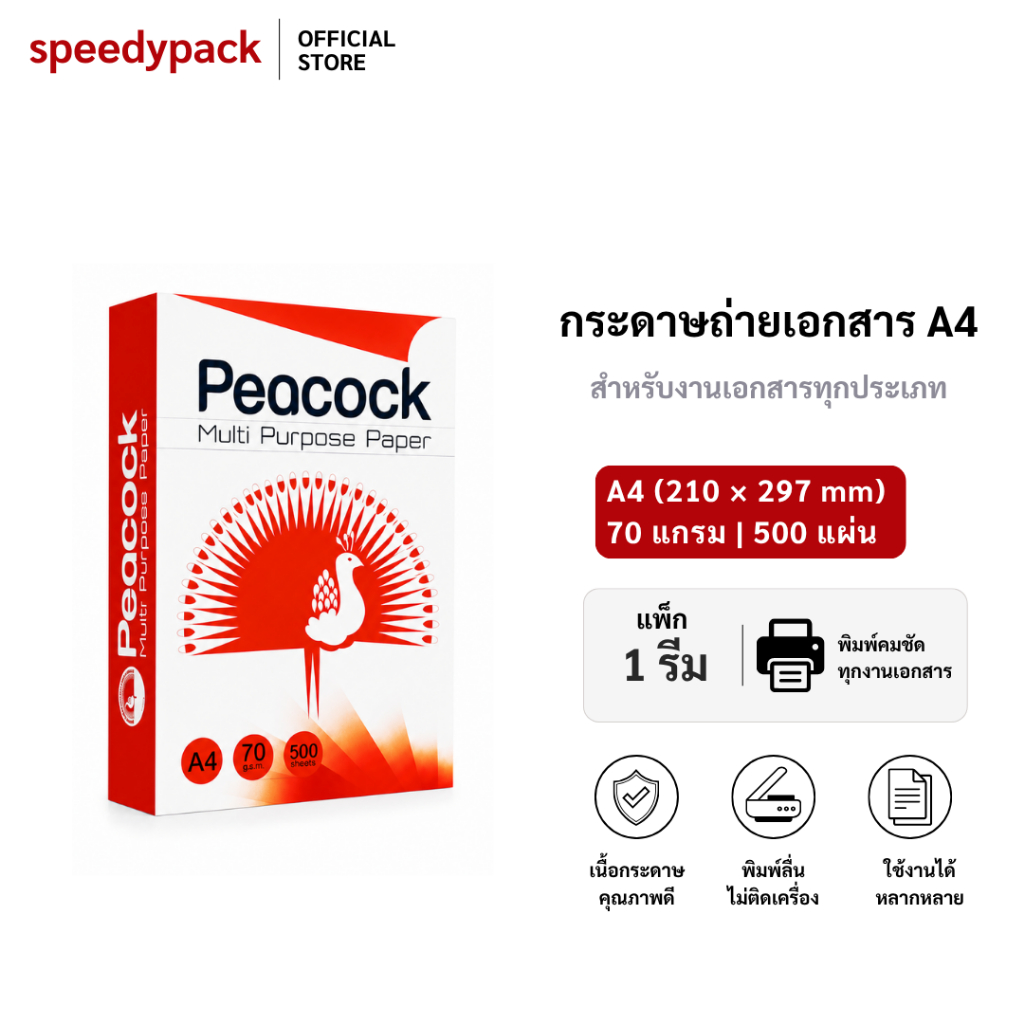 speedy กระดาษ a4 กระดาษถ่ายเอกสาร 70แกรม 500แผ่น/รีม กระดาษ a4 70 แกรม กระดาษขาว COPY PAPER a4