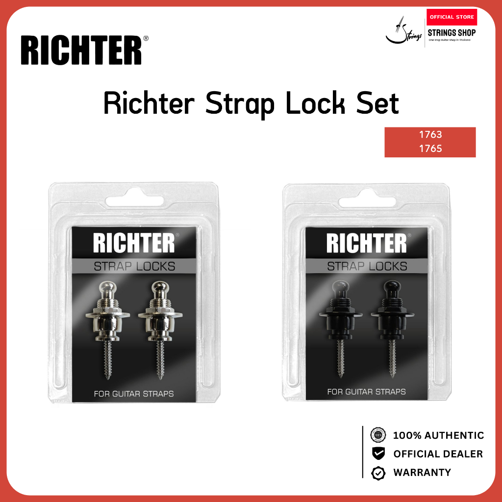 Richter Strap Lock Set 1765 1763 ตัวล็อกสายสะพายกีตาร์ เบส ระบบ Quick Release ล็อกแน่น ปลดง่าย อุปกรณ์ล็อกสาย Guitar