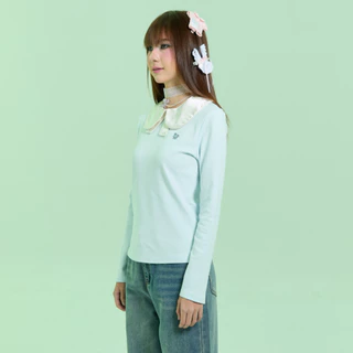 Bemingtop1256(S-2XL) - Riby Top - เสื้อแขนยาวคอบัวเพิ่มความน่ารักด้วยโบว์ด้านหน้า