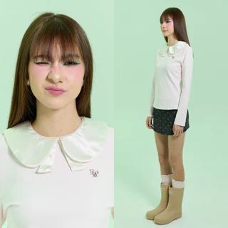 Bemingtop1256(S-2XL) - Riby Top - เสื้อแขนยาวคอบัวเพิ่มความน่ารักด้วยโบว์ด้านหน้า