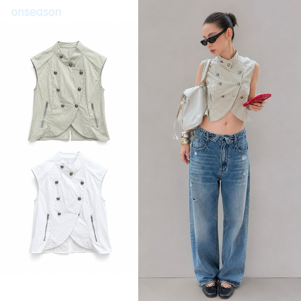 ONSEASON - Amber Vest พร้อมส่ง เสื้อแขนกุดกระดุมหน้า